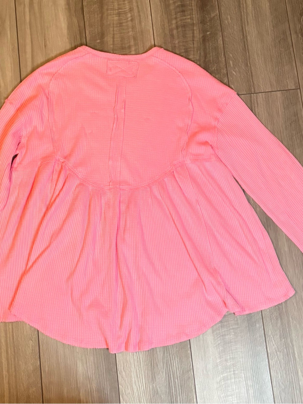 Women's Pink Long-Sleeve Peplum Top